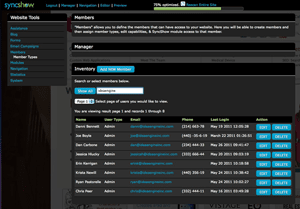 SyncShow Content Management System Members Management Screen