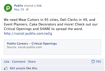 publix facebook call to action