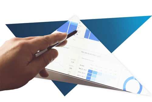 Hand pointing at data