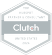 Clutch Top HubSpot Partner and Consultant 2024 badge