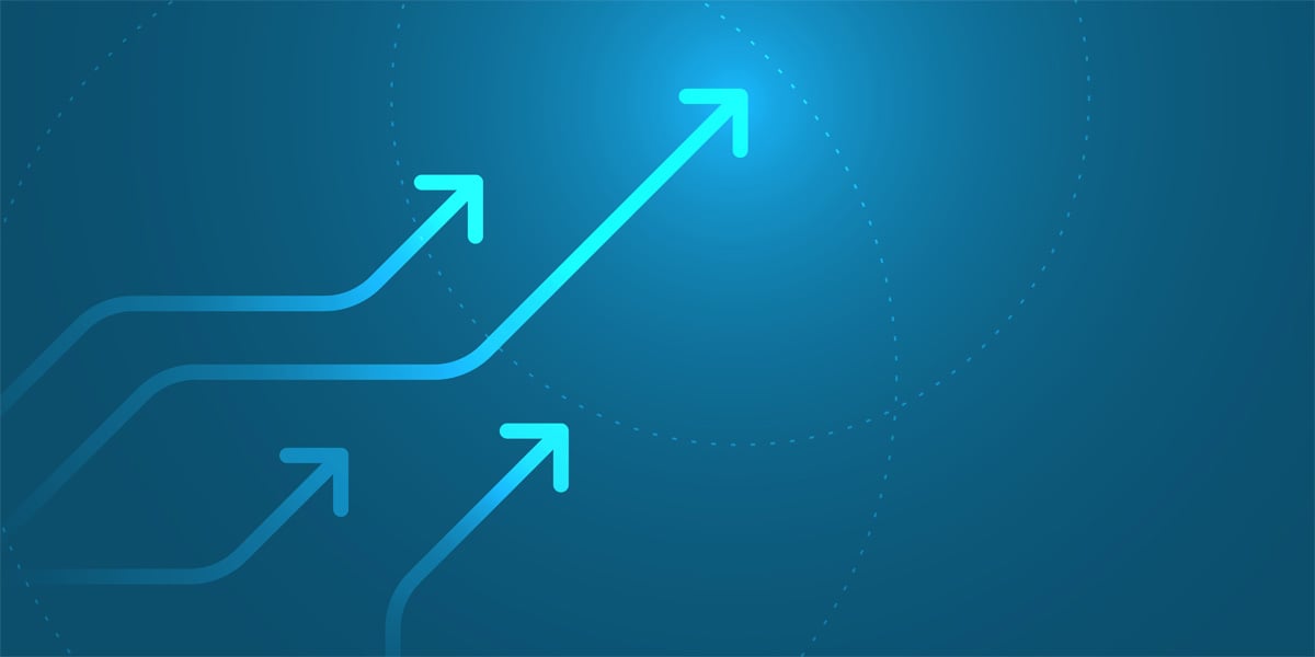 Upward arrows representing growth